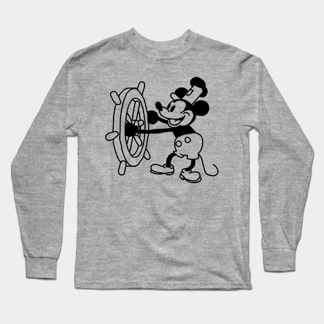 Steamboat Willie Long Sleeve T-Shirt by ellenhenryart